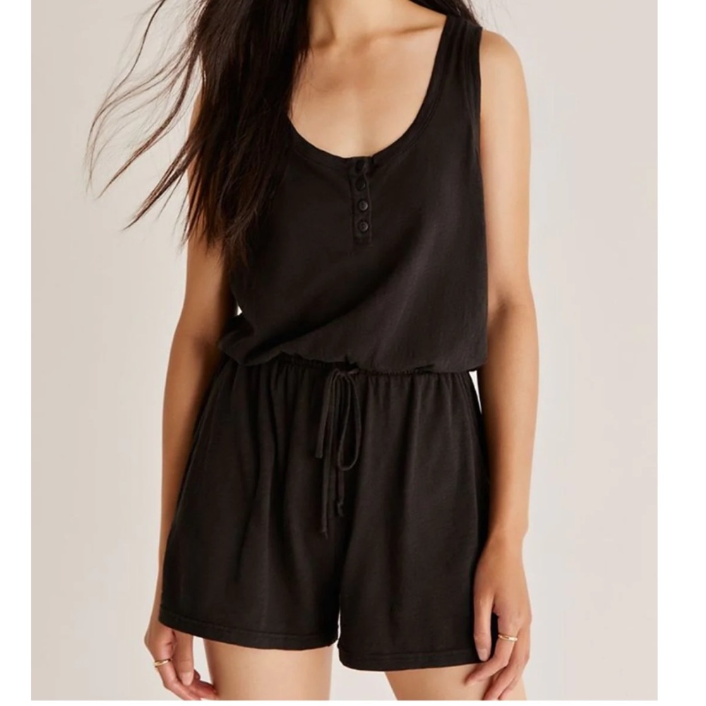NWT Z SUPPLY DEMI SLUB ROMPER IN BLACK LARGE